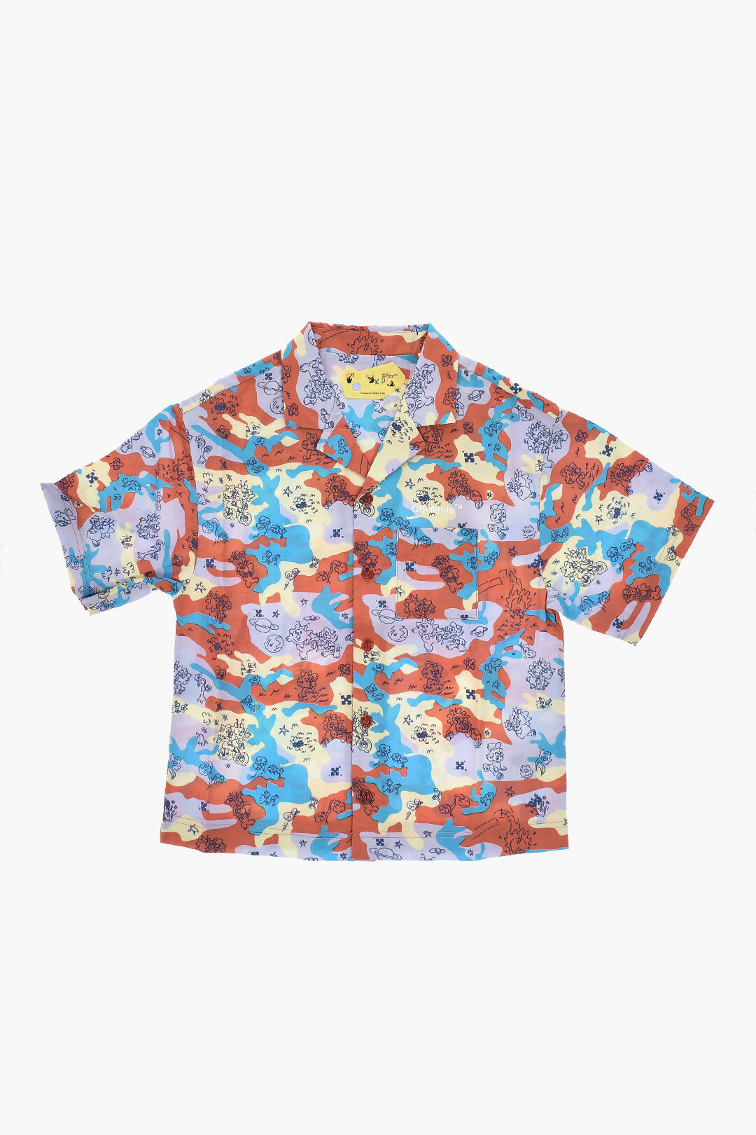 Off-White Kids 3250~Short-Sleeve Printed Shirt with Pocket
