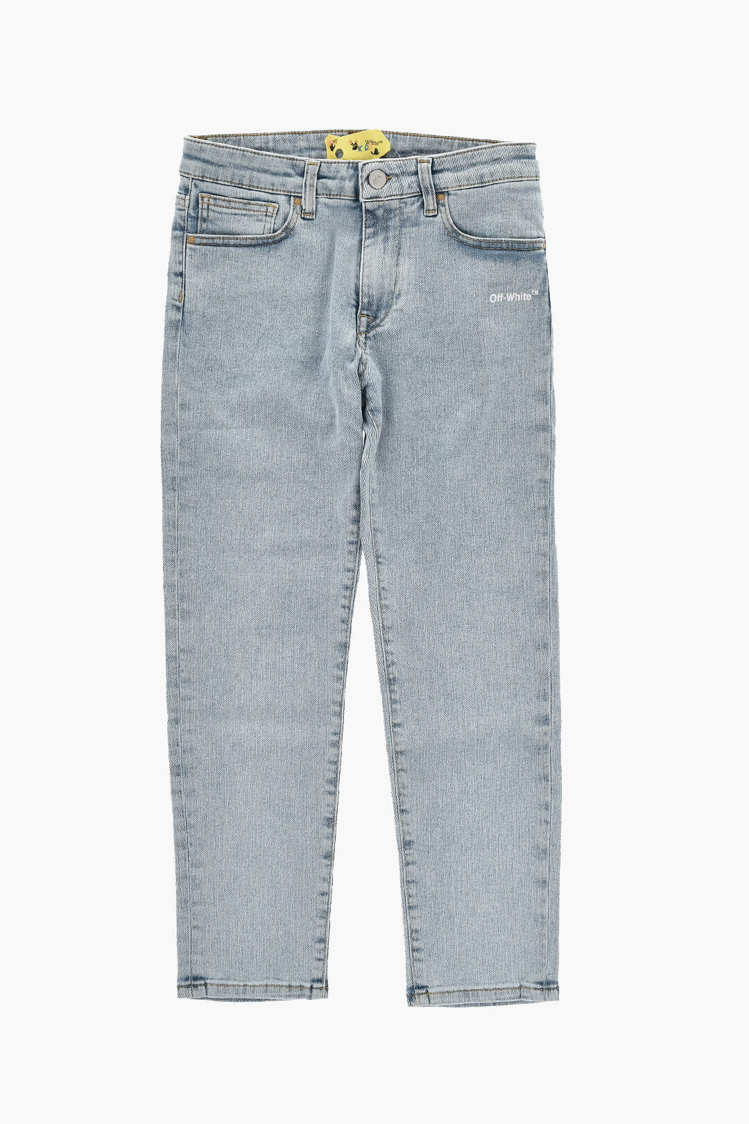 Off-White Kids 0405~Stretch Denim Jeans with Printed Logo