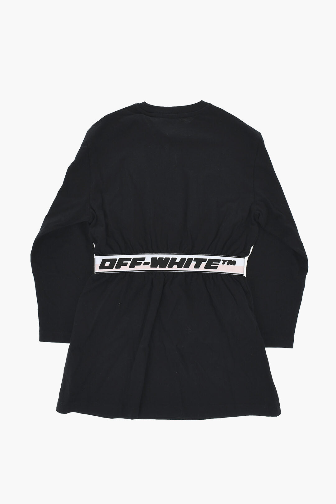 Off-White Kids 1500~Long-Sleeve Tee Dress with Logo Band, view 2
