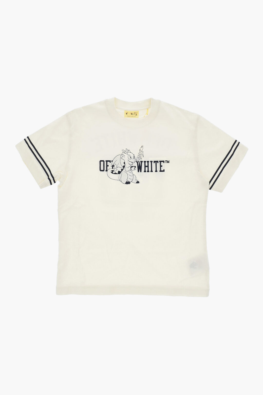 Off-White Kids 2550~Cotton Crewneck T-Shirt CHARACTERS COLLEGE