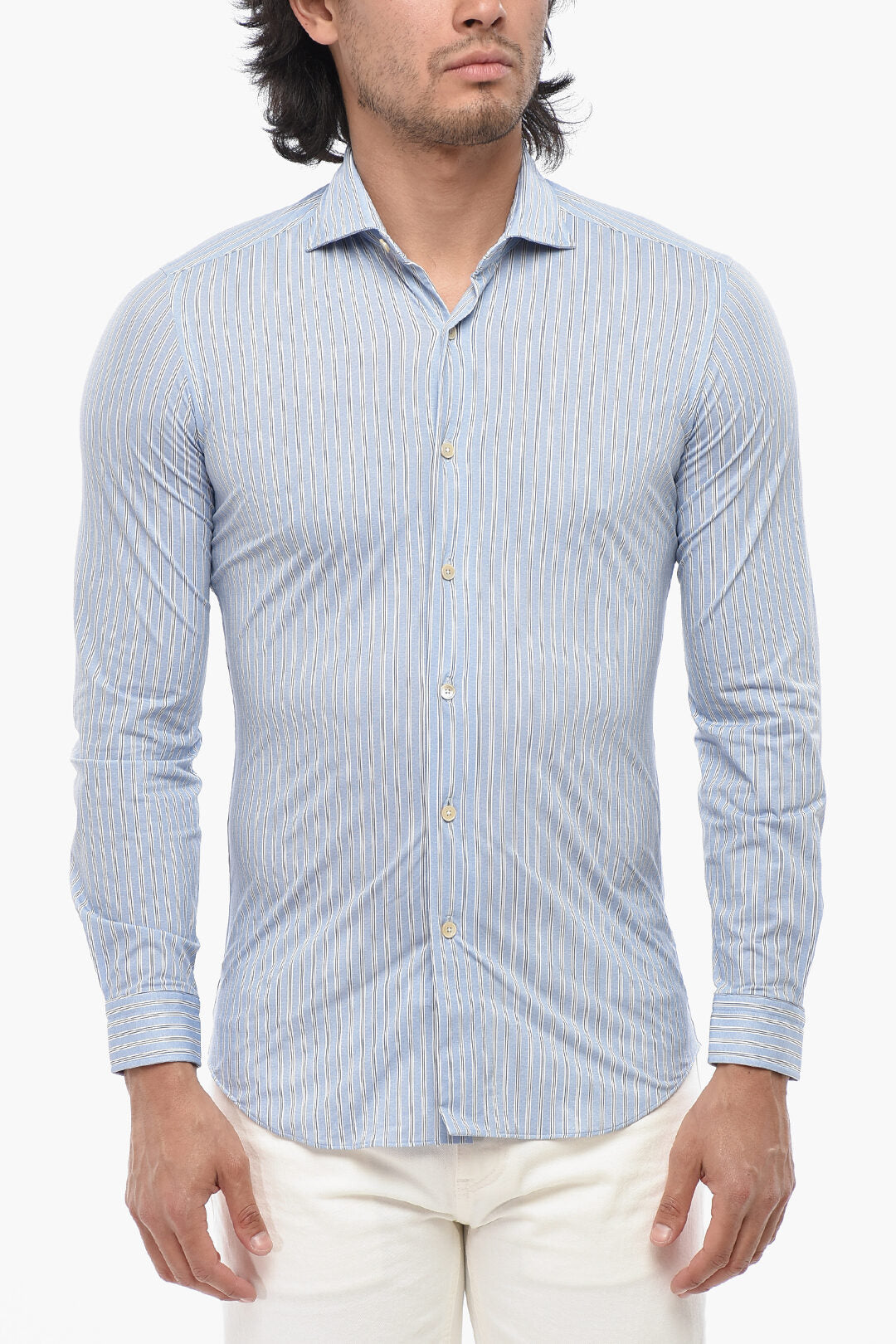Alessandro Gherardi 2405~Striped Shirt With French Collar