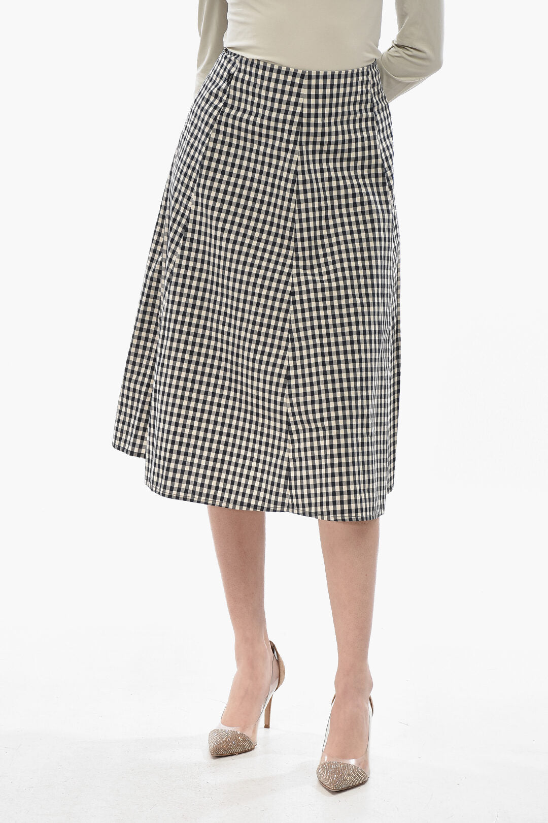 Woolrich 2405~Checked Cotton Poplin Midi Skirt
