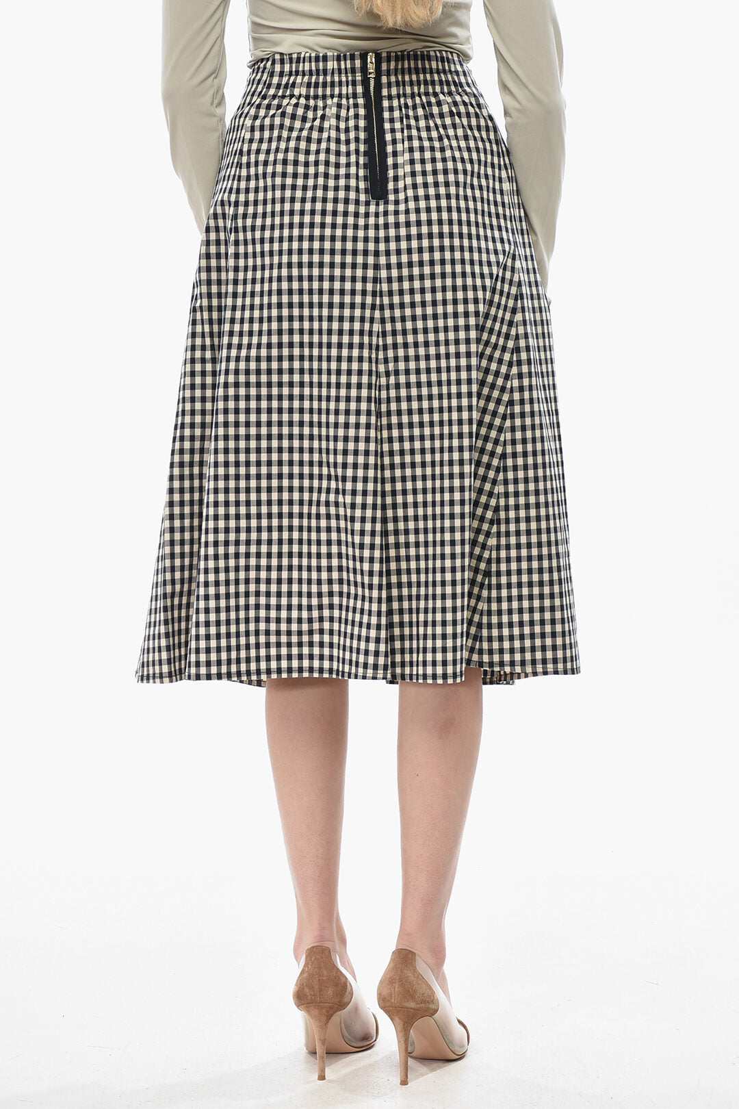 Woolrich 2405~Checked Cotton Poplin Midi Skirt, view 2
