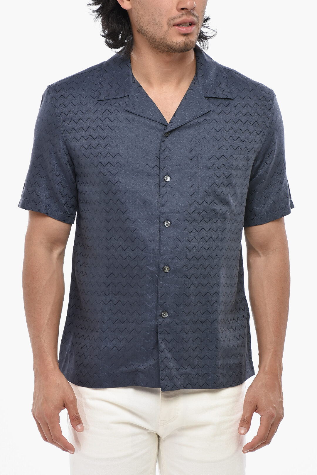 Missoni 2405~Chevron-Pattern Shirt With Chest Pocket