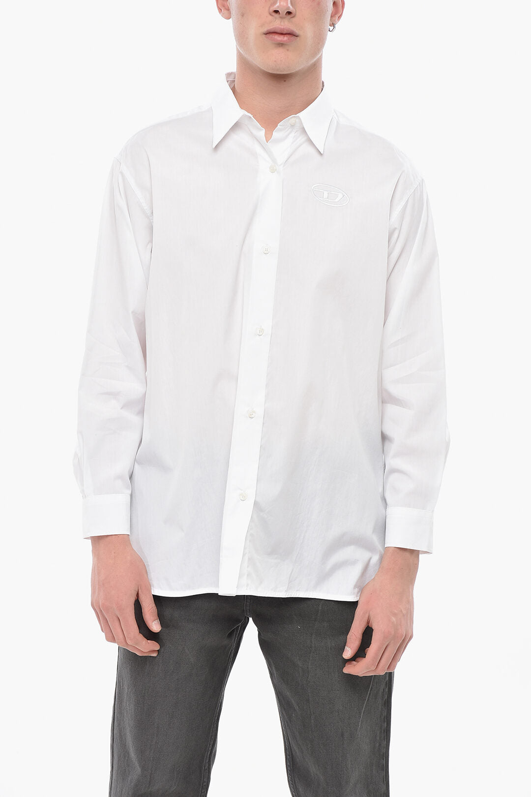 Diesel 2405~Cotton Poplin Shirt C-BRUCE-B With Embroidered Logo