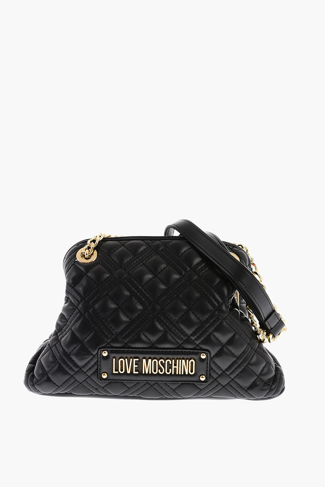 Moschino 3500~LOVE Mini Quilted Shoulder Bag With Gold Logo