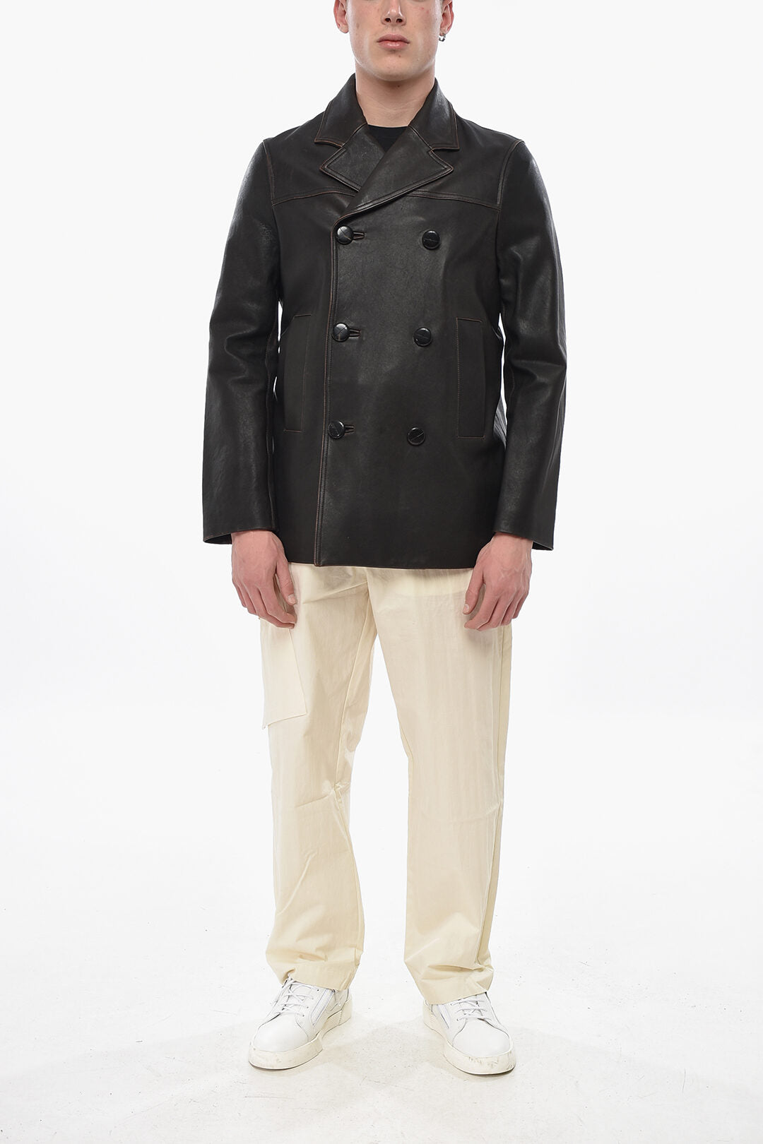 Namacheko 2405~Double-Breasted Leather Jacket