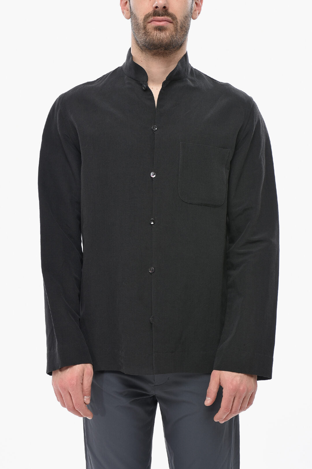 Umitbenan 3500~Linen and Silk Shirt FRANCIS with Korean Collar