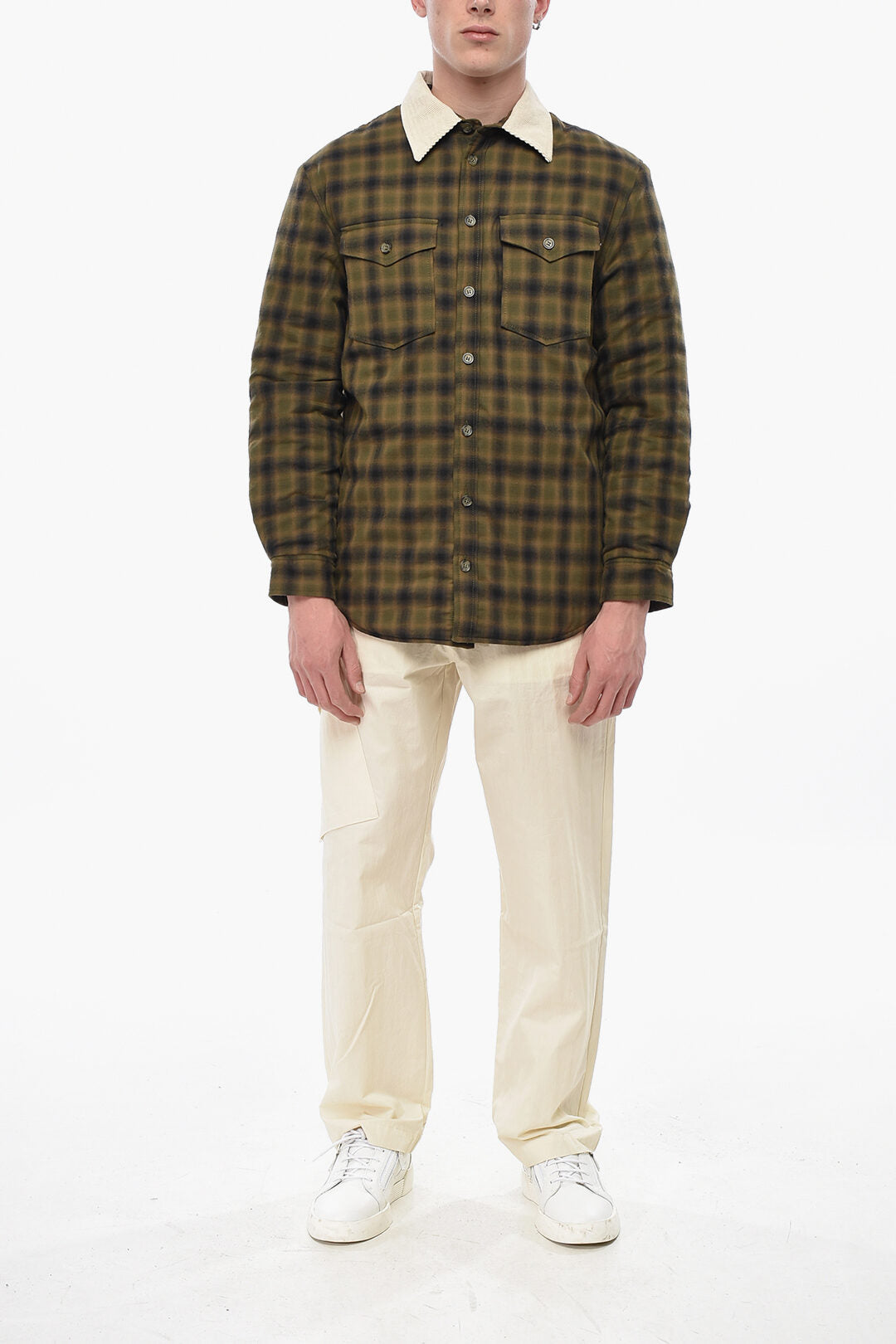 Isabel Marant 2405~Padded Checked Jacket with Velour Collar