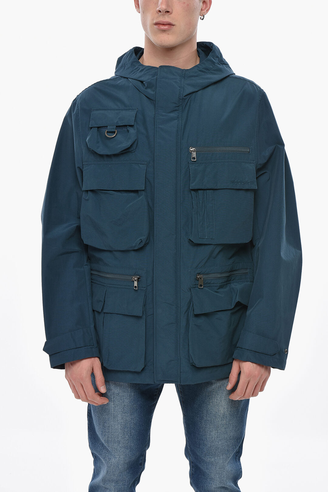 Woolrich 2405~Checked Ripstop Utility Overshirt with Hidden Button Closure