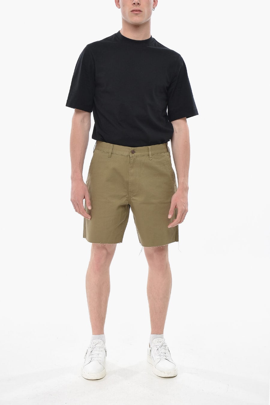 Celine 2500~Lightweight Cotton Shorts with Raw Hem, view 4