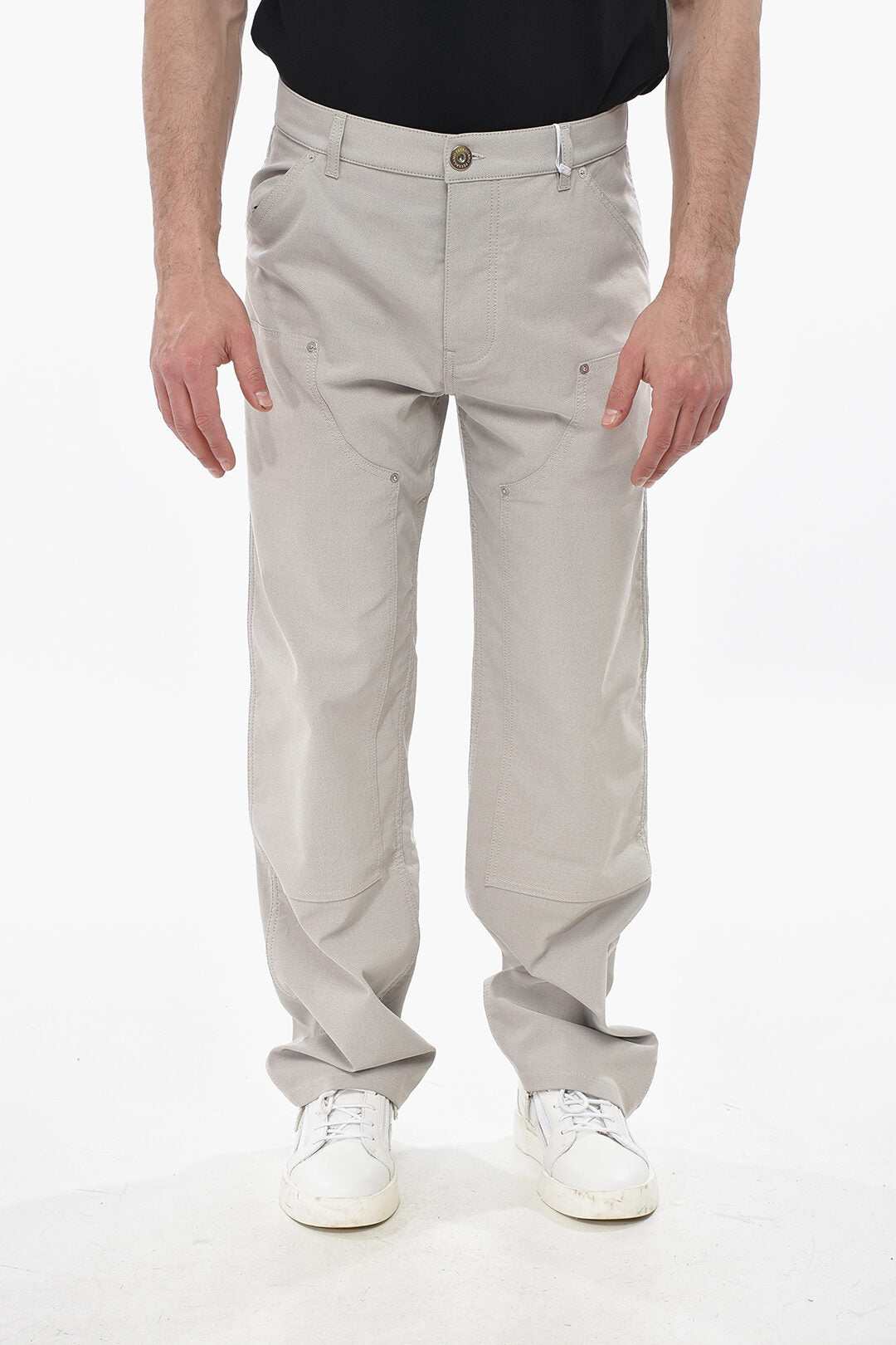 Ferragamo 2500~Cotton-Blend Pants with Logo Button