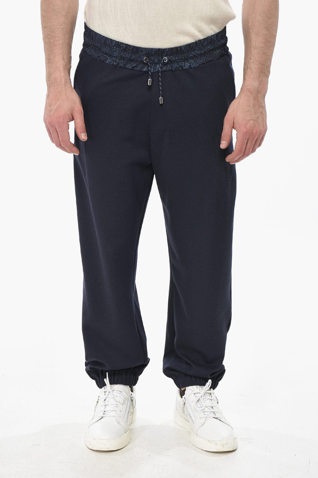 Etro 2405~Casual Cotton-Blend Trousers with Patterned Elastic Waistband