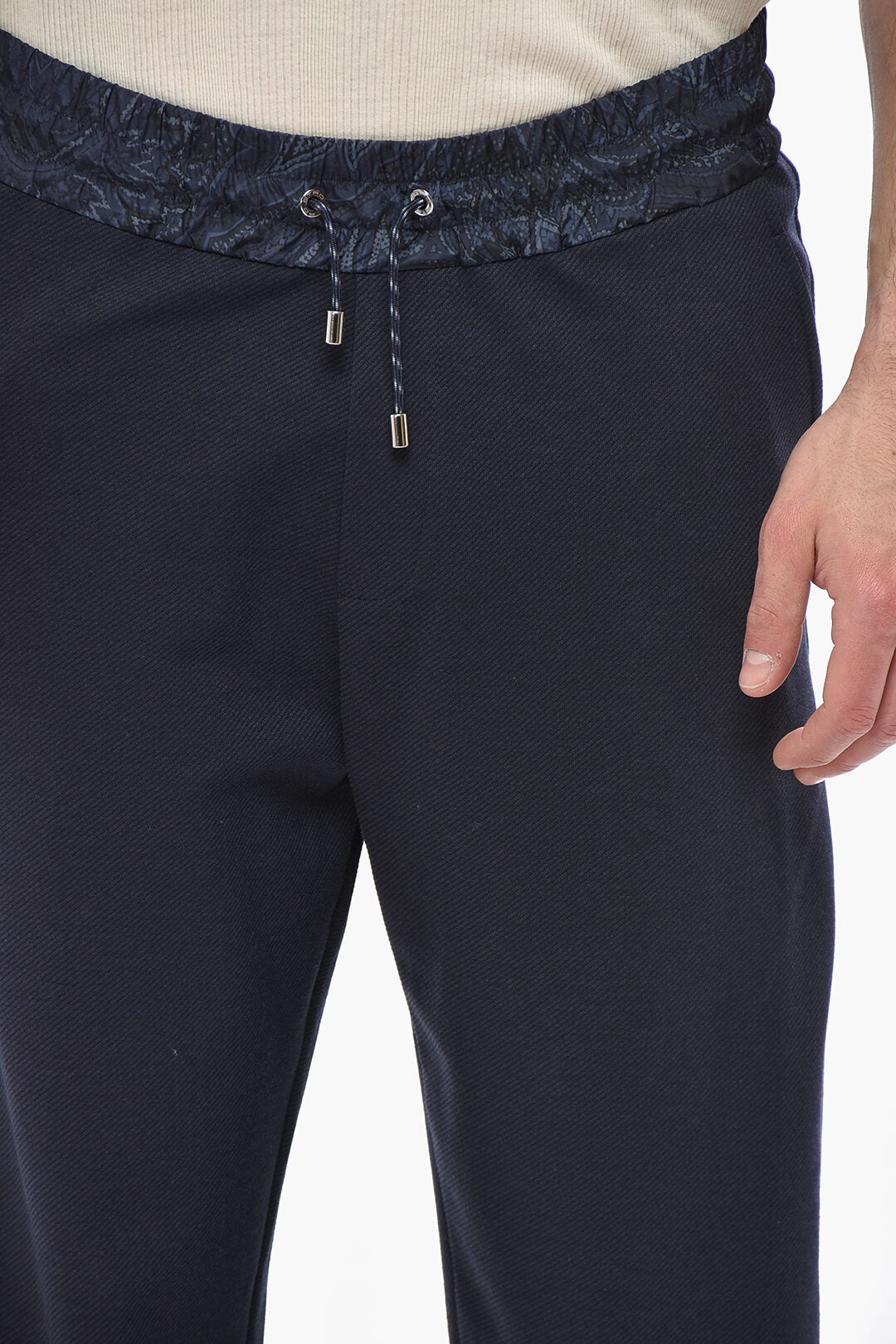 Etro 2405~Casual Cotton-Blend Trousers with Patterned Elastic Waistband, view 2