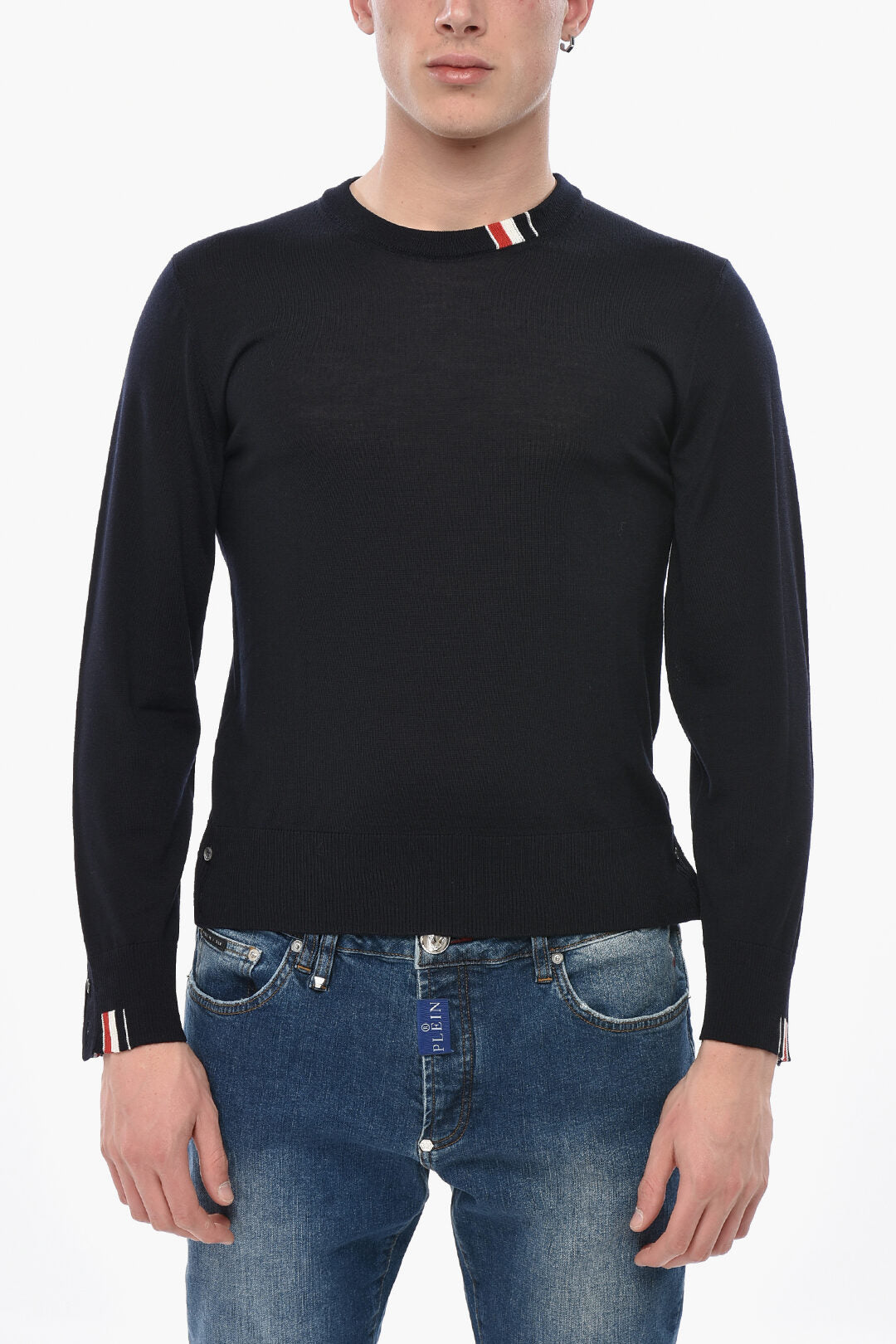 Thom Browne 2550~Relaxed-Fit Virgin Wool Crewneck Sweater