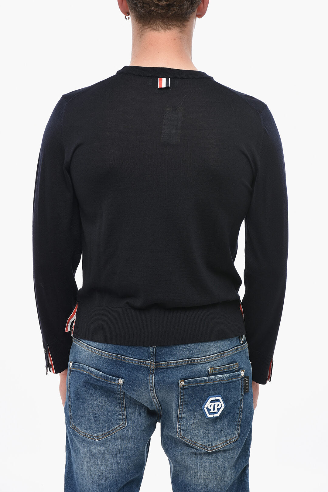 Thom Browne 2550~Relaxed-Fit Virgin Wool Crewneck Sweater, view 2