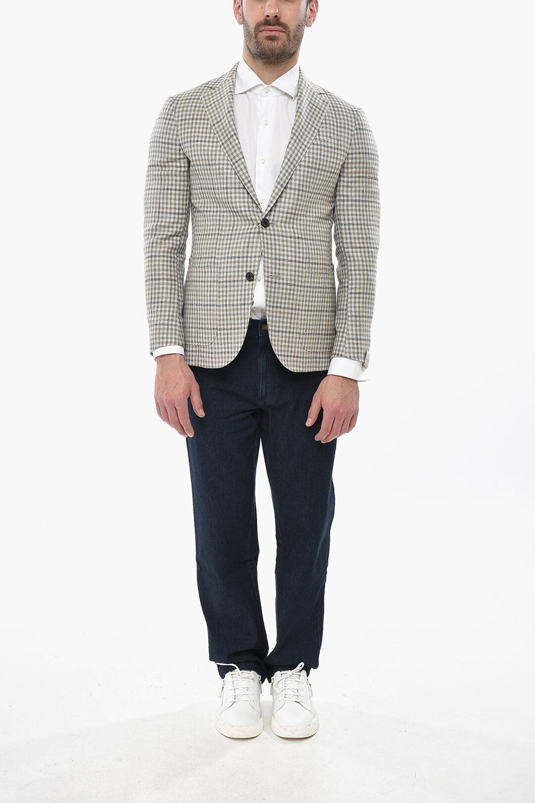 Corneliani 2500~Wool-Blend Half-Lined Blazer GATE with Gingham Pattern