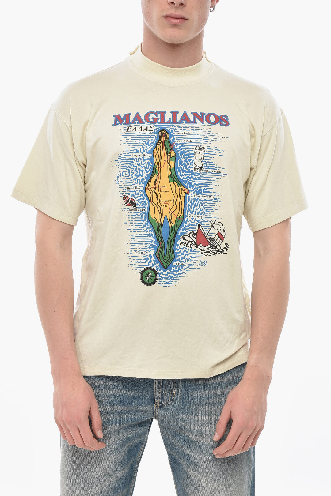 Magliano 2500~Crewneck T-Shirt MAGLIANOS ISLAND With Print