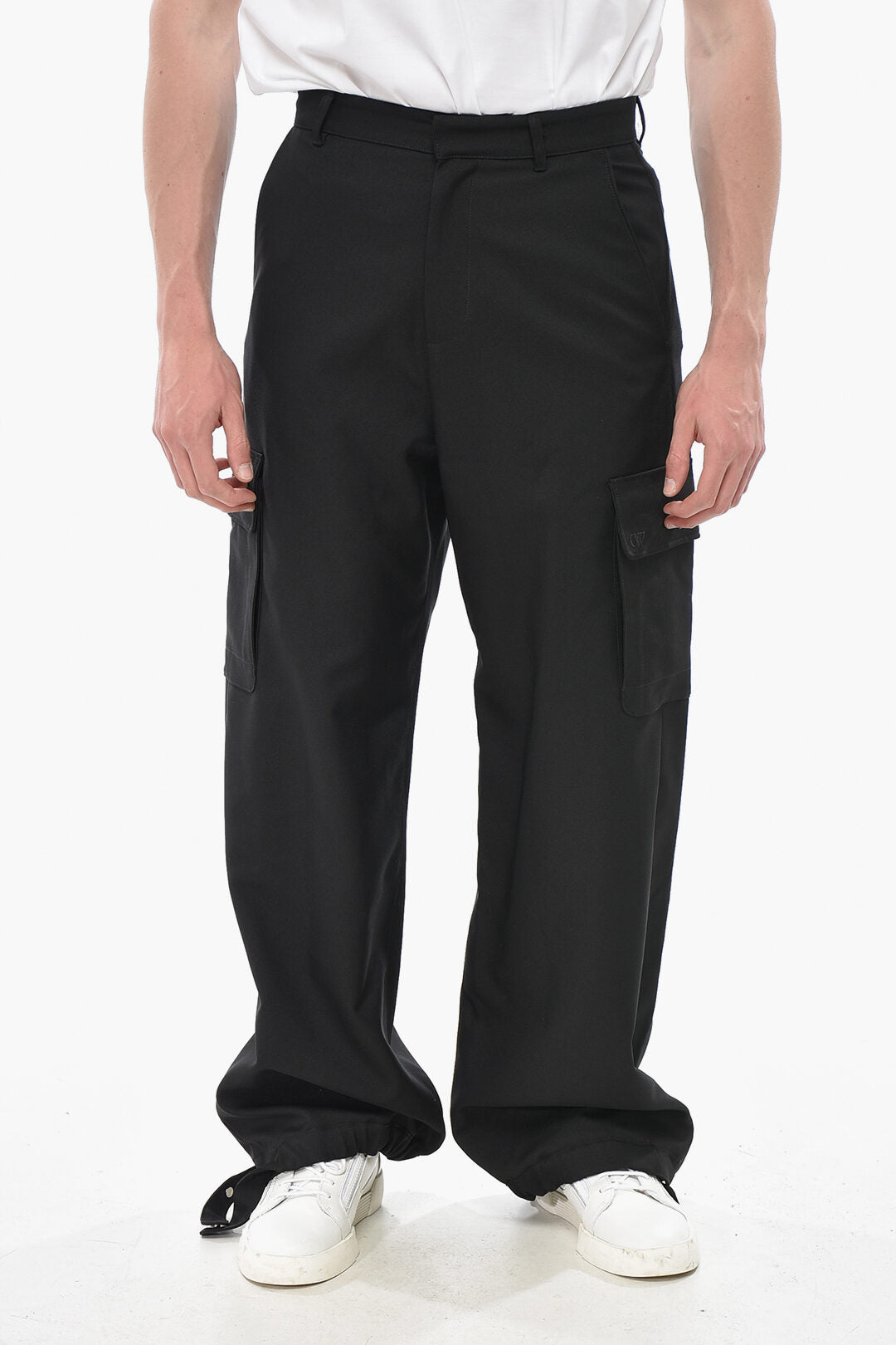 Off-White 3500~Twill Cargo Trousers with Ankle Drawcord