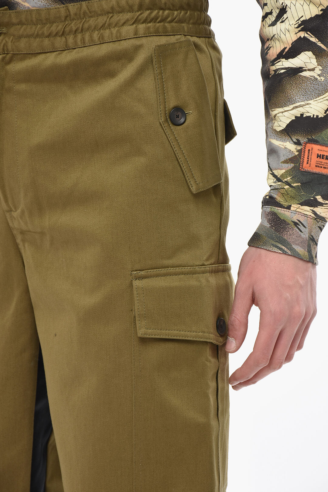 Wales Bonner 2800~Cotton Cargo Pants ROAM with Elastic Waist and Drawstring