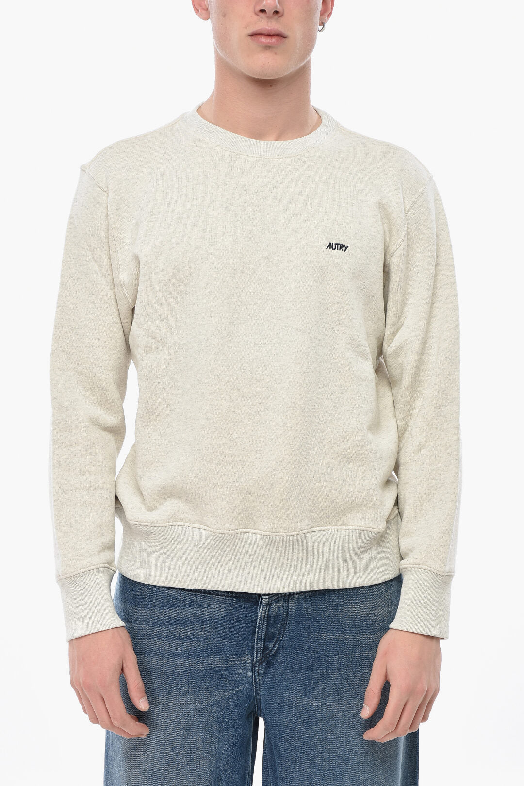 Autry 2470~Brushed Cotton Crewneck Sweatshirt with Embroidered Logo