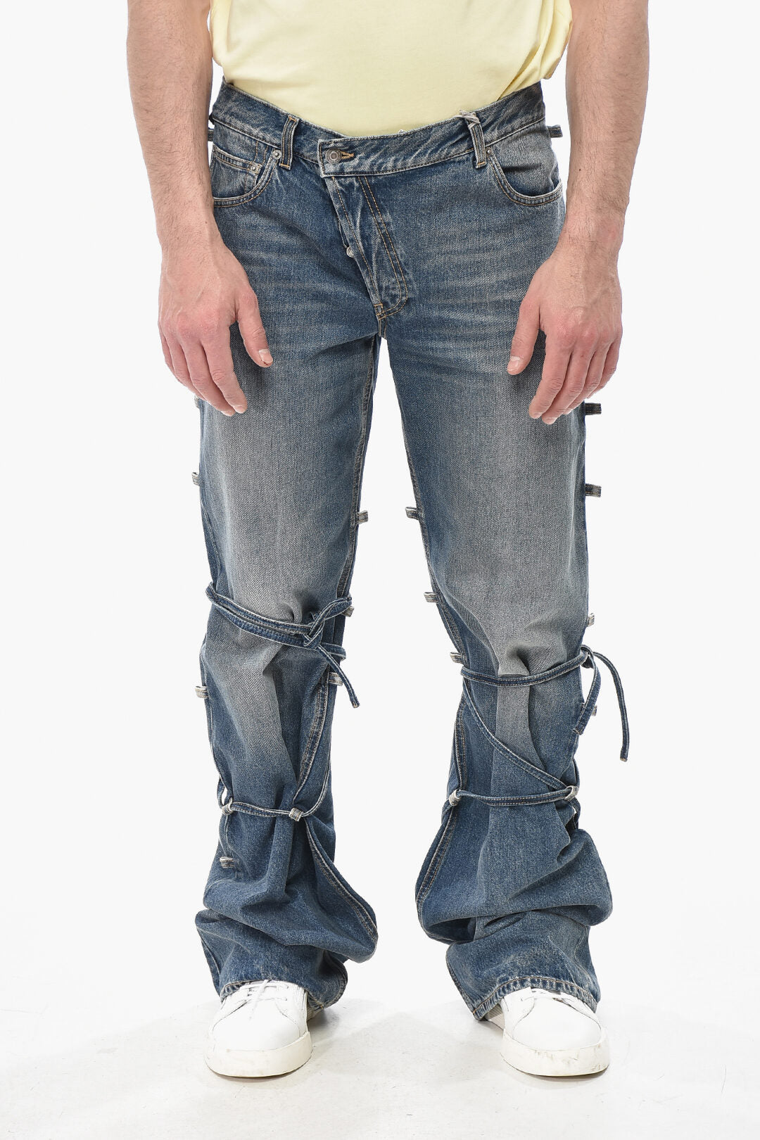 Alexander McQueen 2405~Straight-Leg Jeans with Lace-up Details 27cm