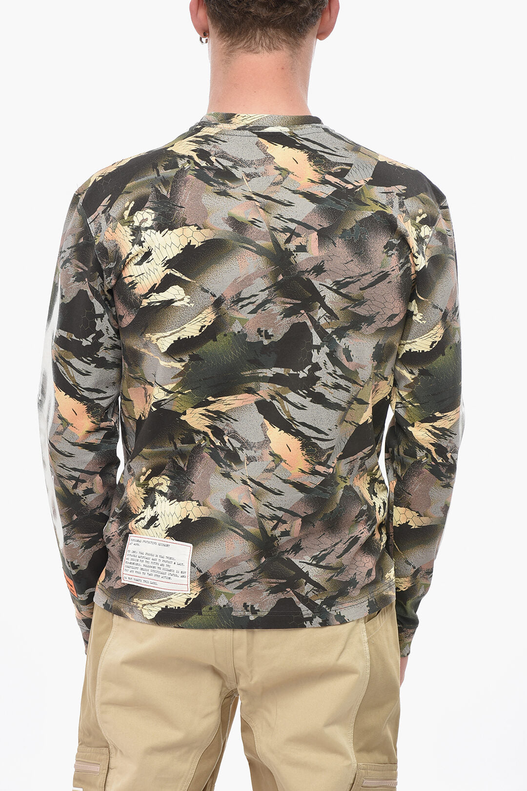 Heron Preston 2800~Cotton Camouflage Crewneck T-Shirt FLAMING