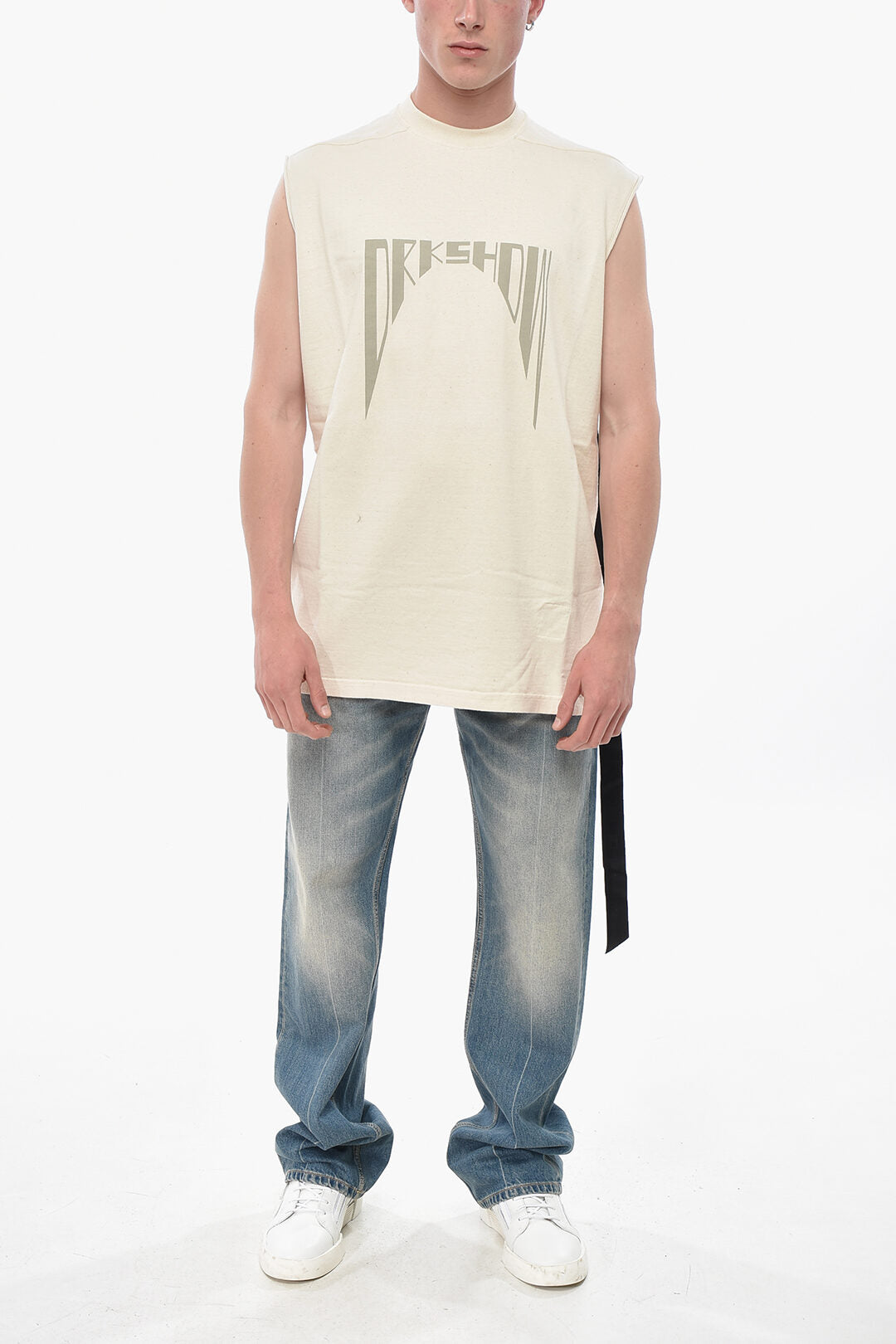 Rick Owens 2500~DRKSHDW Sleeveless Crewneck T-Shirt with Front Print