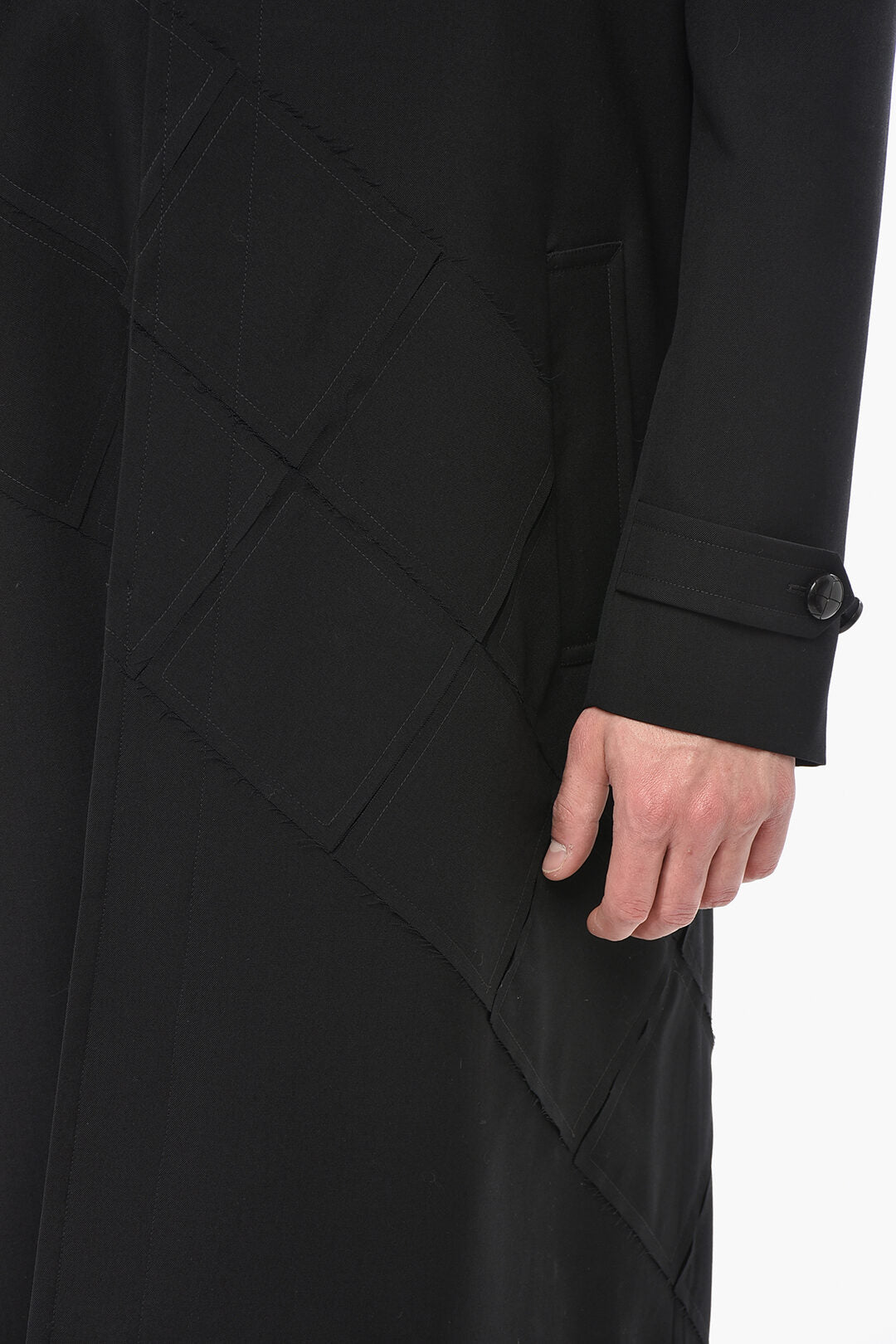Namacheko 3500~Virgin Wool-Blend Coat with Quilted Effect and Hidden Button Closure, view 2