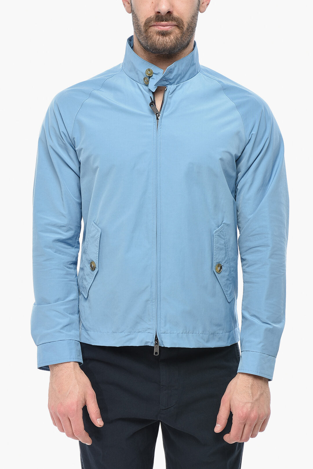 Baracuta 2405~Solid Cotton-Blend Jacket With Checked Lining