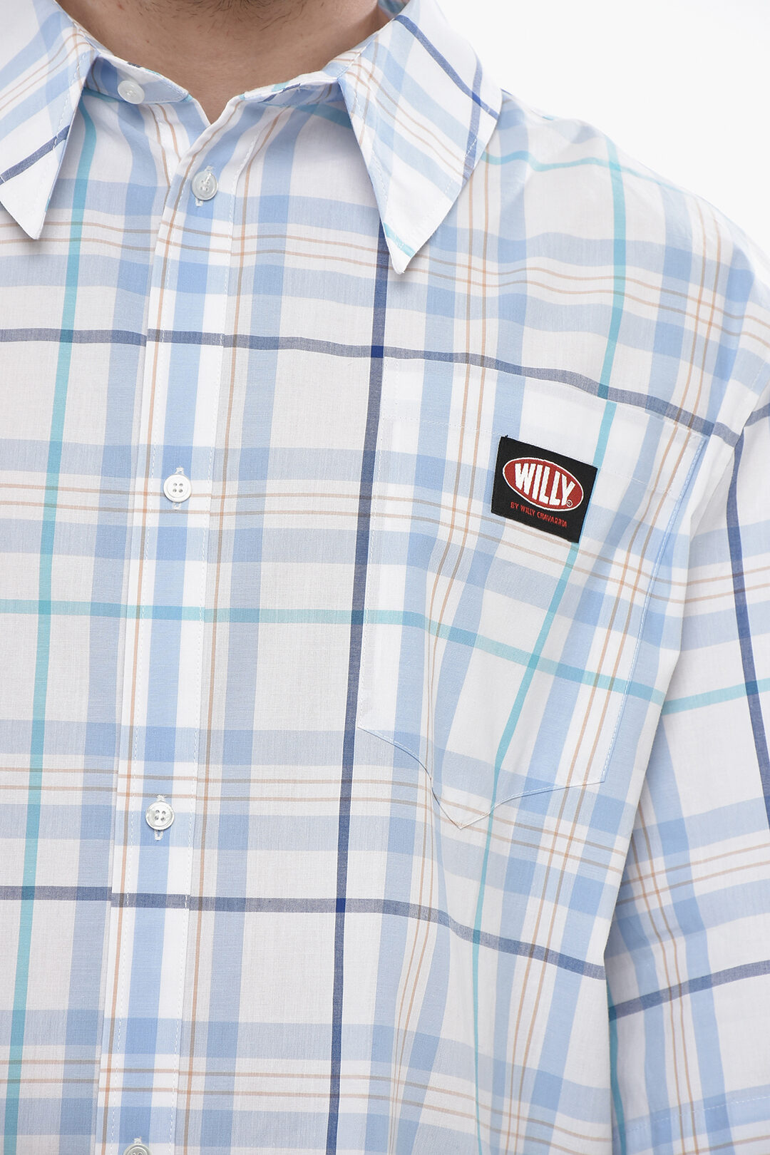 Willy Chavarria 2405~Palid Checked Shirt with Italian Collar, view 2