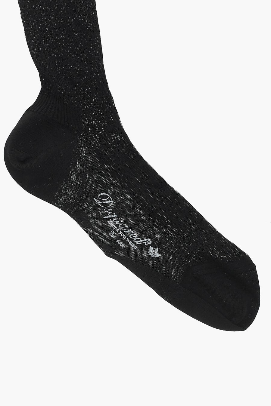 Dsquared2 3500~Long Solid-Color Socks with Contrast Logo, view 2