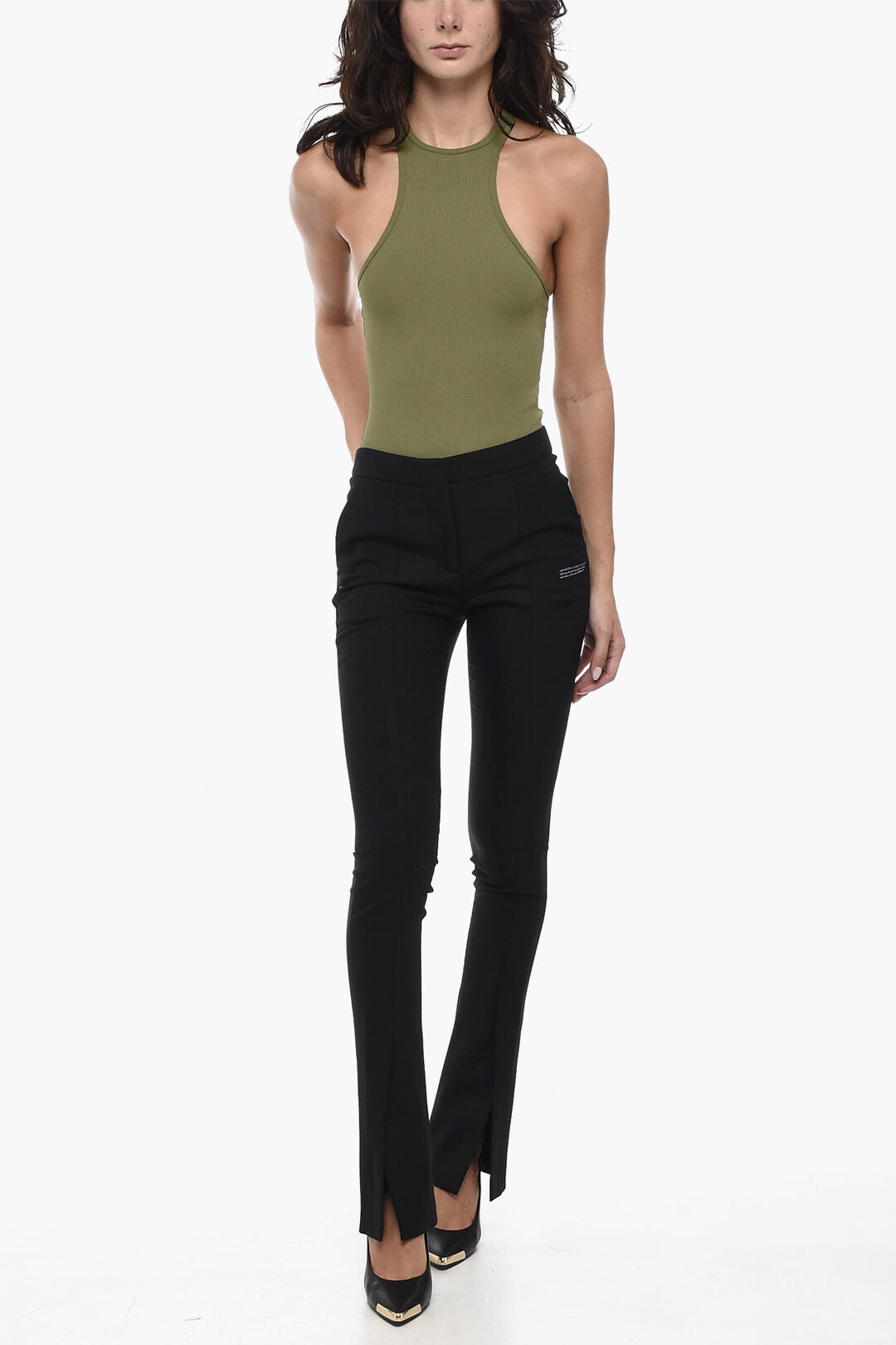 Off-White 0201~Flare-Fit Trousers CORPORATE With Slits At Hem, view 2