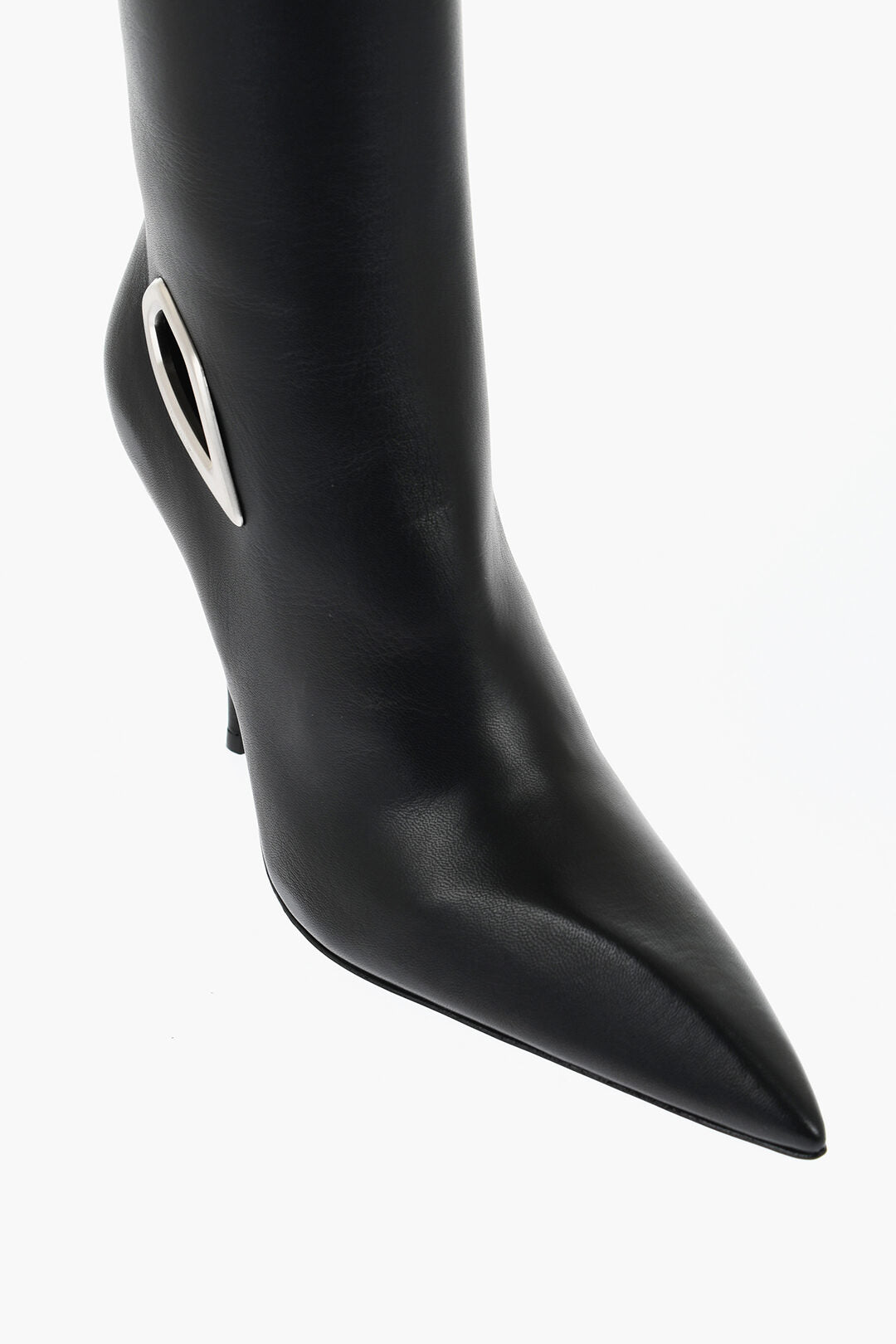 Off-White 3500~High Leather Boots With Cut-Out Detail And 11 cm Heel