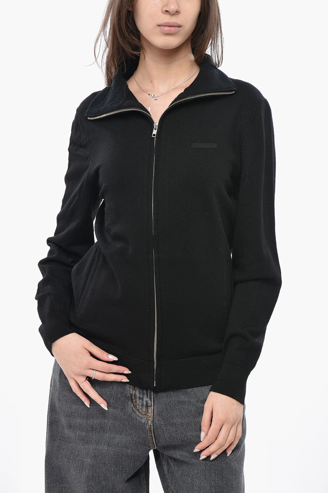 Hodakova 3500~Wool Full-Zip Sweater with Mock Neck