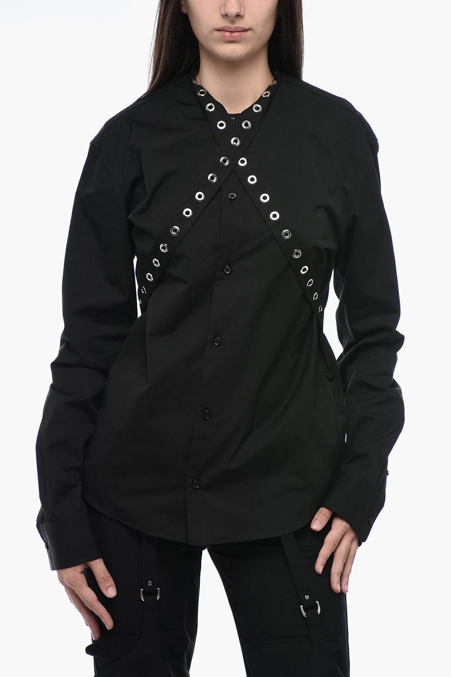 Off-White 3500~Poplin Blouse with Eyelet Collar