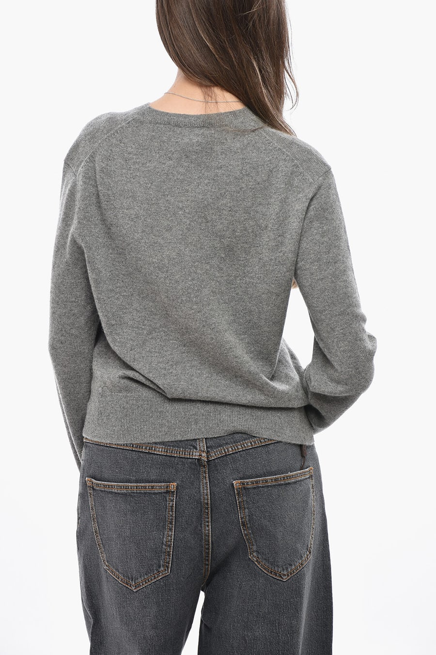 Toteme 2470~Pure Cashmere Sweater with V-Neck, view 2