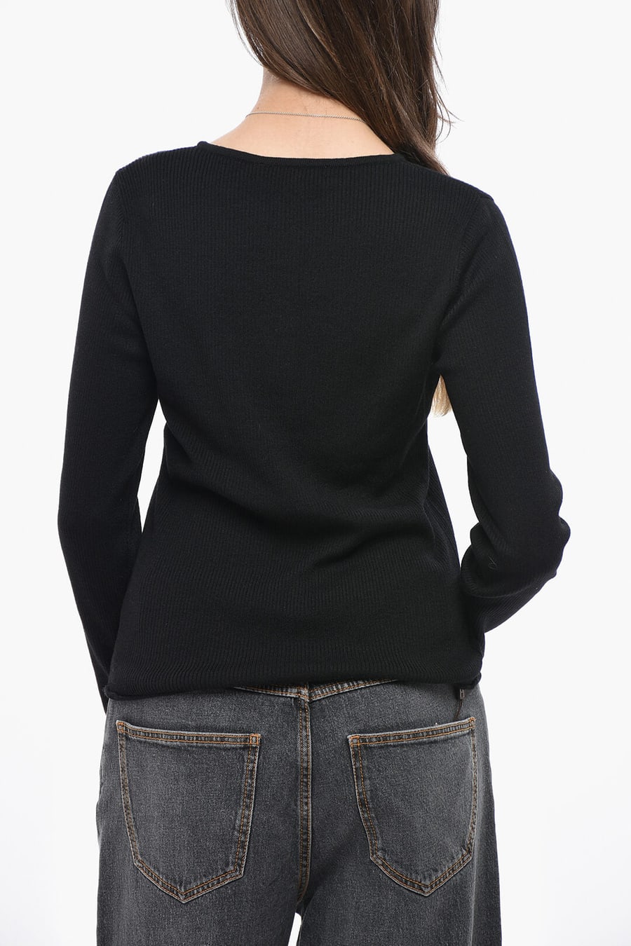 Dunst 3500~Ribbed Crewneck with Buttons, view 2