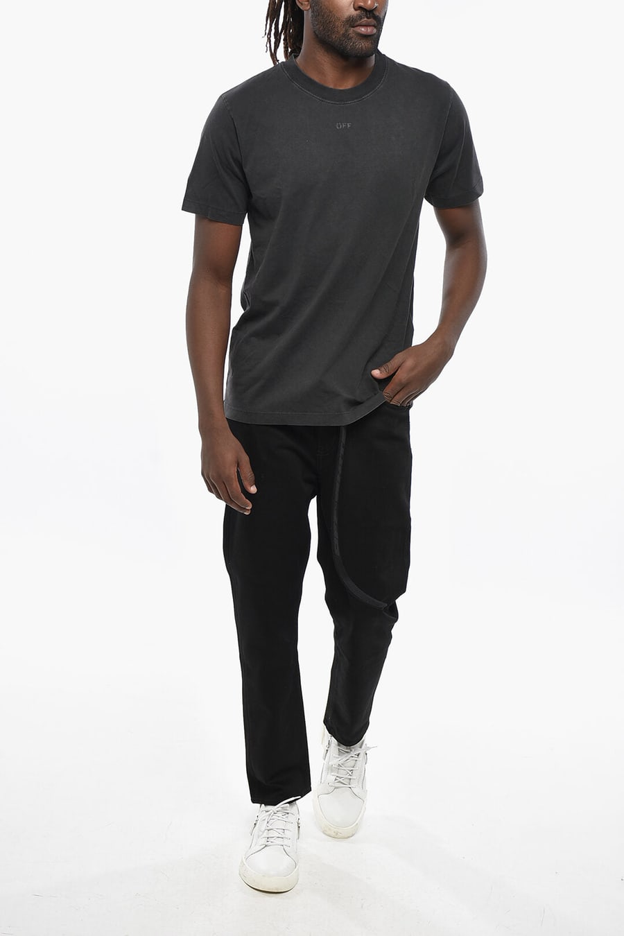 Off-White 0110~Cotton Crewneck T-Shirt SUPER MOON with Back Print, view 4