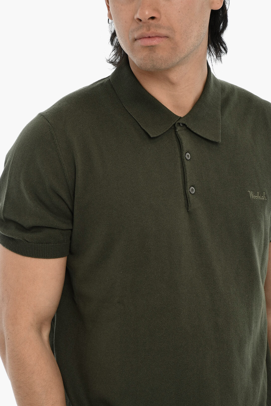 Woolrich 2850~Light Cotton Solid-Color Polo Shirt With Embroidered Logo