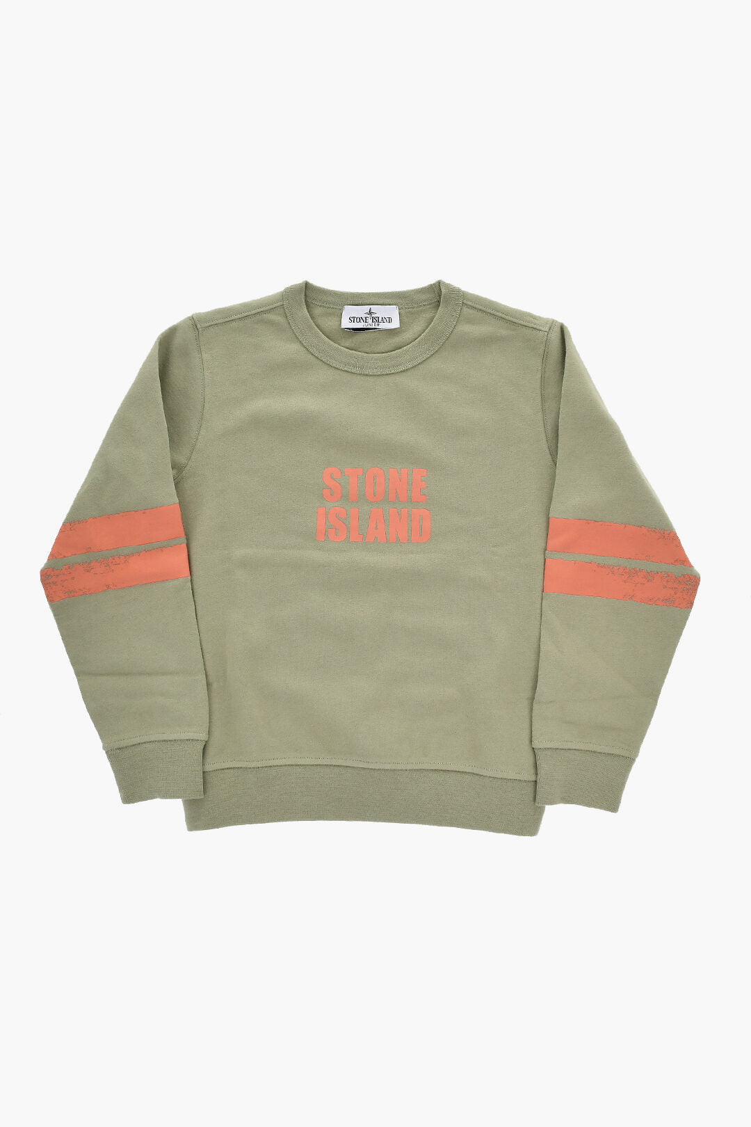 Stone Island Kids 2850~Cotton Fleece Crewneck Sweatshirt With Contrast Details
