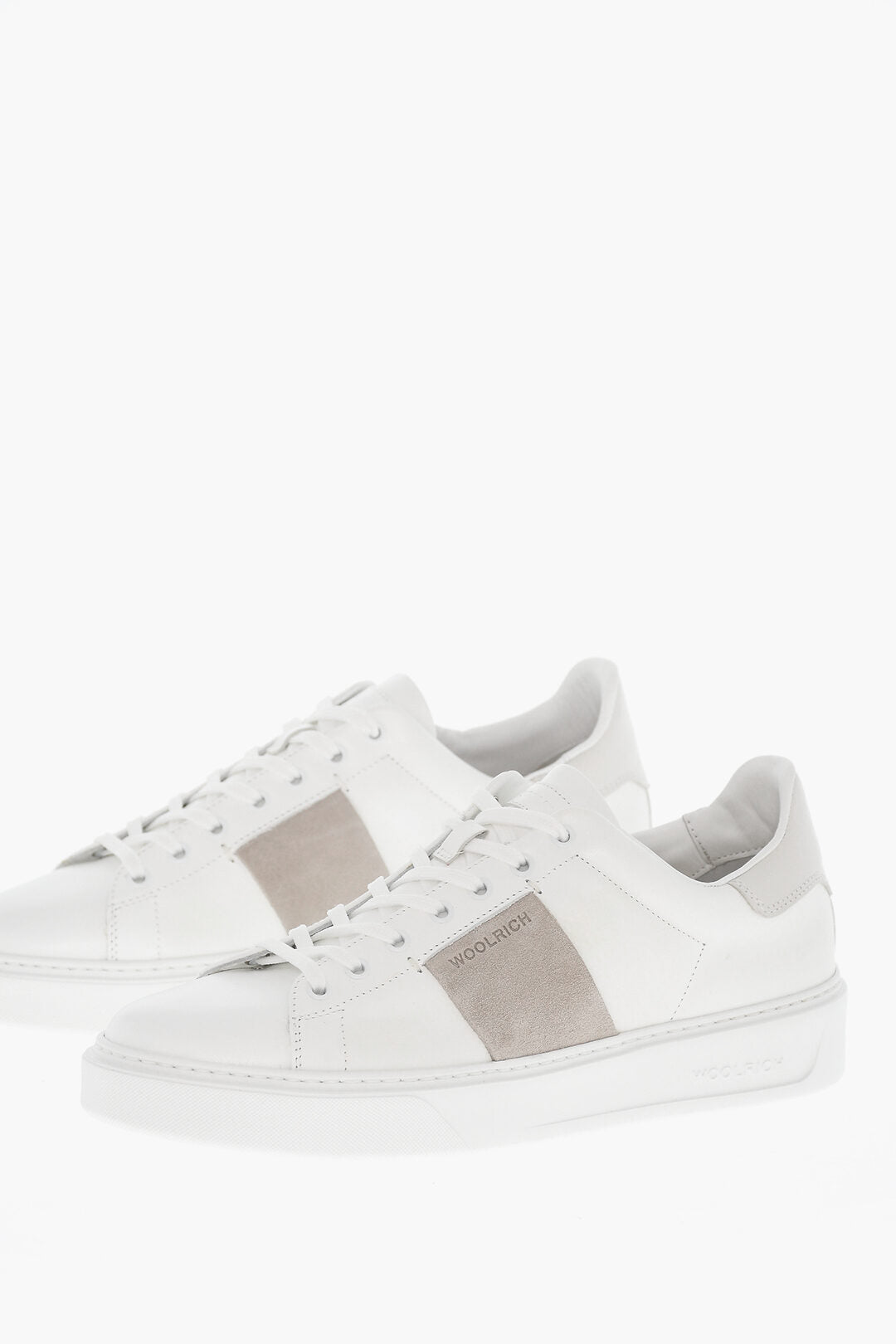 Woolrich 2405~Low-Top Leather Sneakers with Contrasting Suede Detail