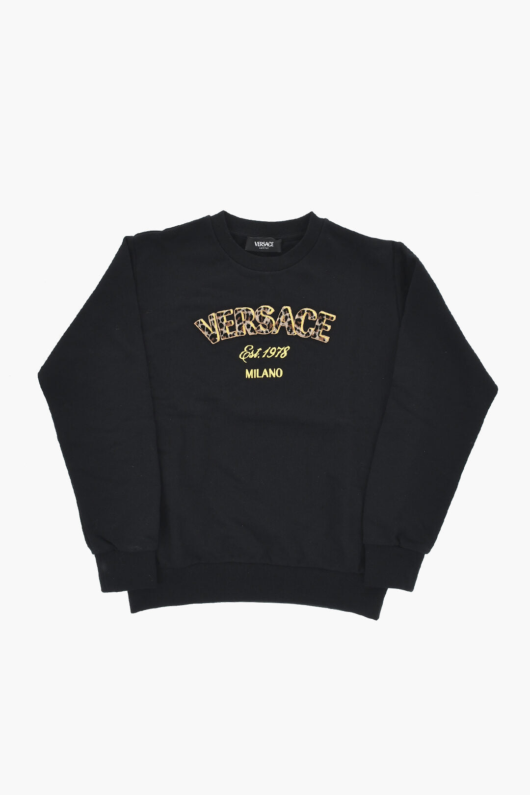 Versace Kids 3500~Brushed Cotton Crewneck Sweatshirt with Embossed Animal-Print Logo