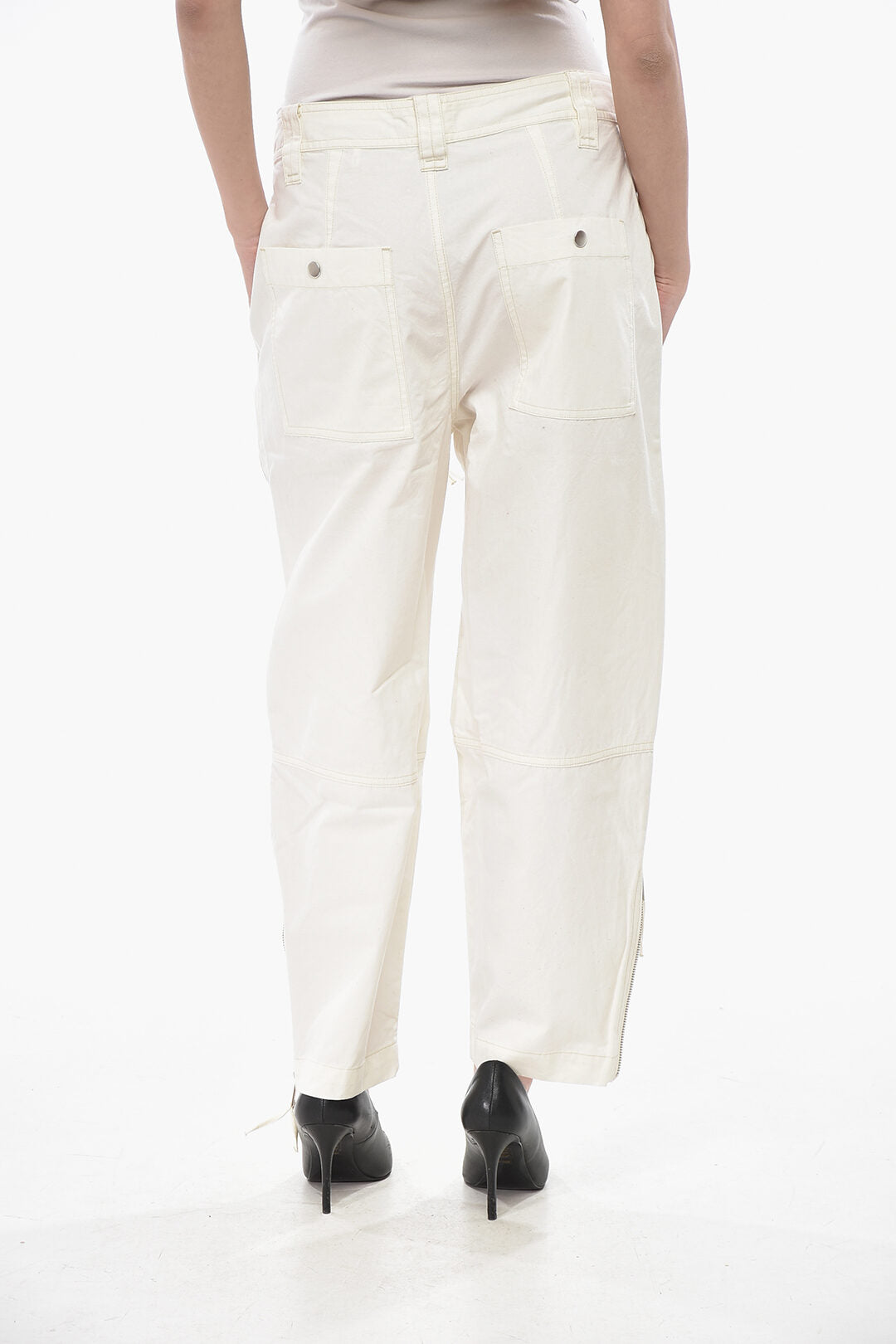 Isabel Marant 2405~ETOILE Cotton Multi-Pocket Pants KELVIN with Ankle Zip