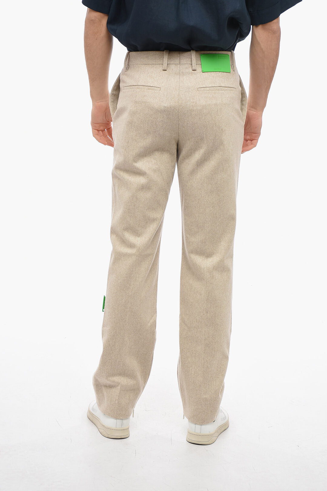 Off-White 2500~SEASONAL Virgin Wool-Blend Straight Fit Trousers TAG, view 2