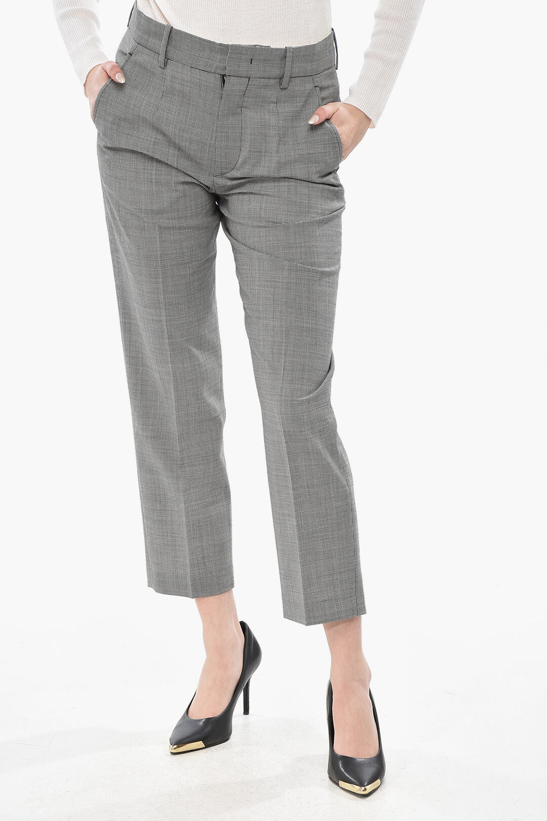 Isabel Marant 2470~Stretch Wool Pants RITANA with Houndstooth Pattern
