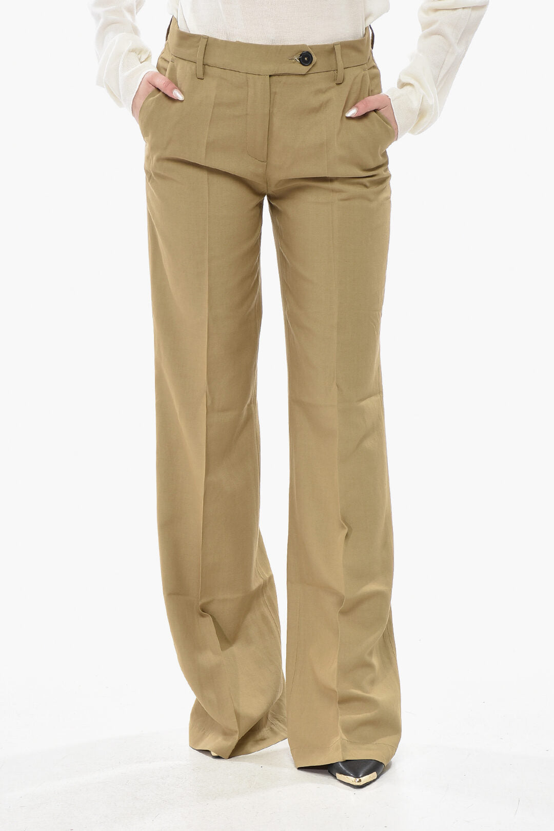 True Royal 2500~Linen Blend Bootcut Pants BIANCA
