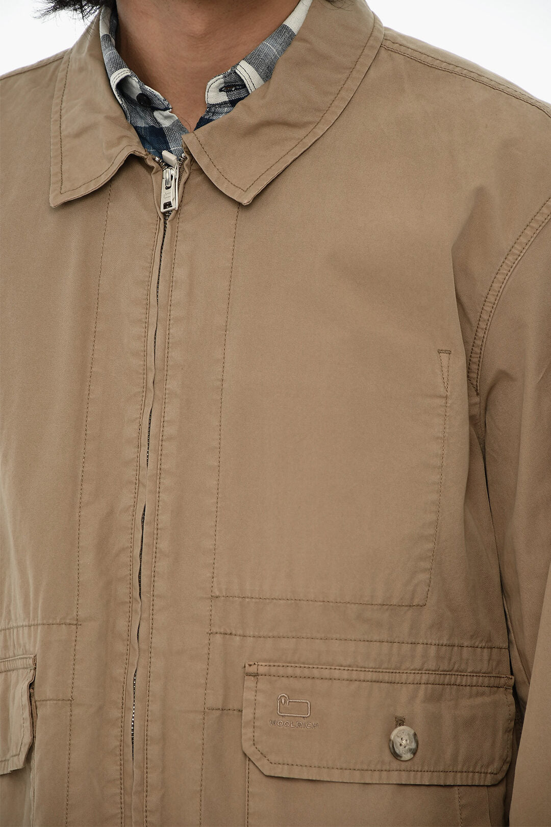 Woolrich 2500~Lightweight Cotton Overshirt with Zip Closure
