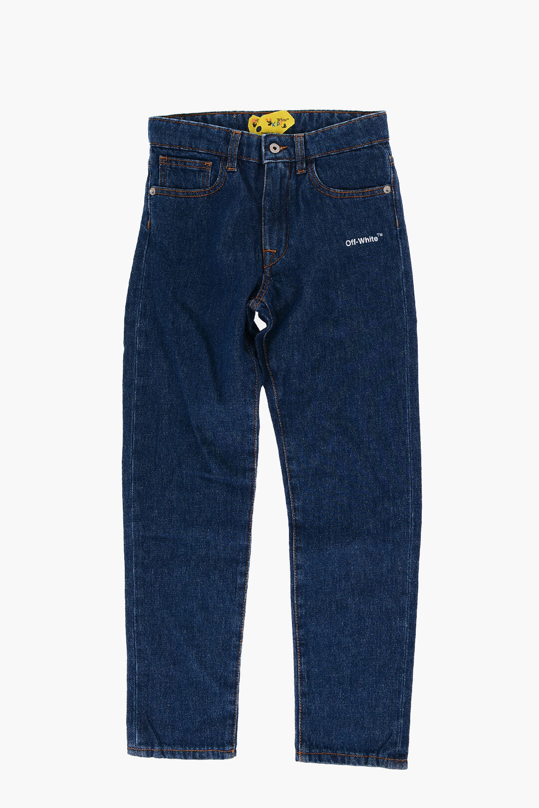 Off-White Kids 2405~Solid-Color Jeans with Contrast Details