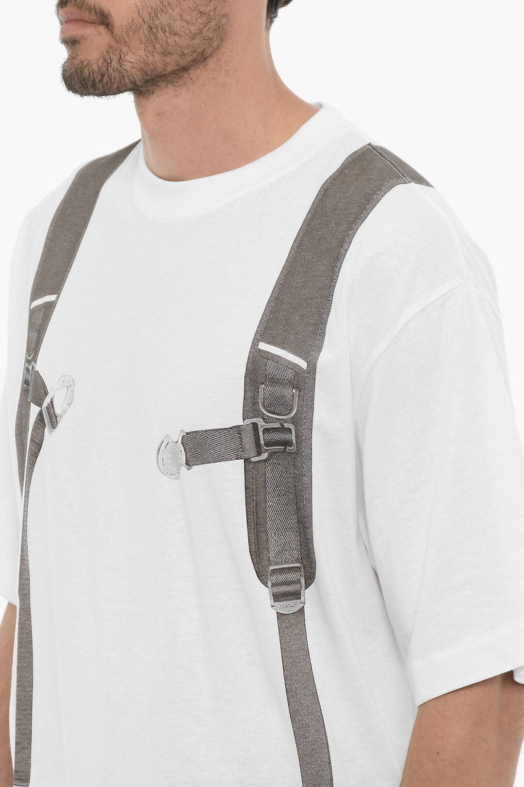 Off-White 0110~Crewneck T-Shirt With Backpack Print